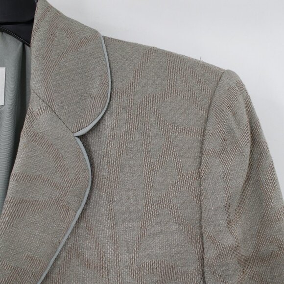 Armani Collezioni blazer womens 2 Flax linen blend 3 button textured geometric - Picture 2 of 16